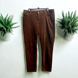 Talbots Women's Rich Brown Straight Leg Micro Corduroy Jeans size 14